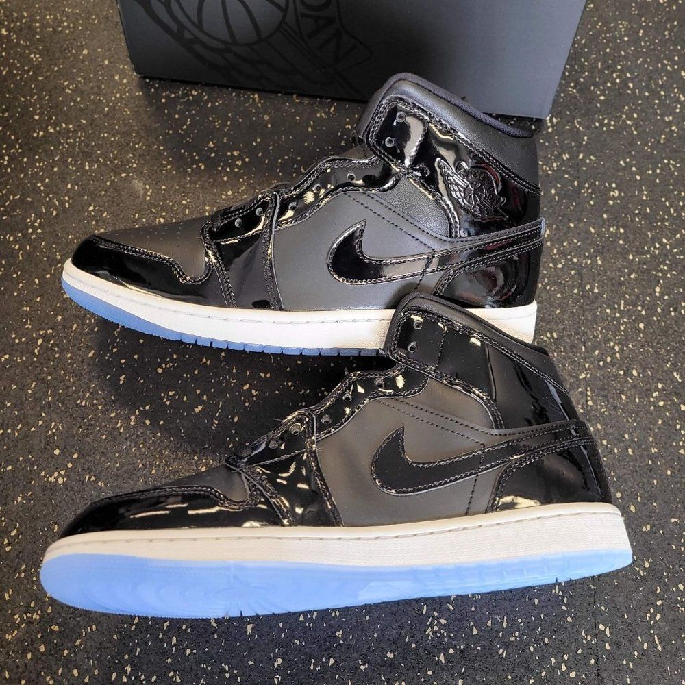 Nike Jordan 1 Mid Space Jam Black Sneakers DV1337-004 GS Size 6Y/Women's 7.5 - Picture 6 of 8